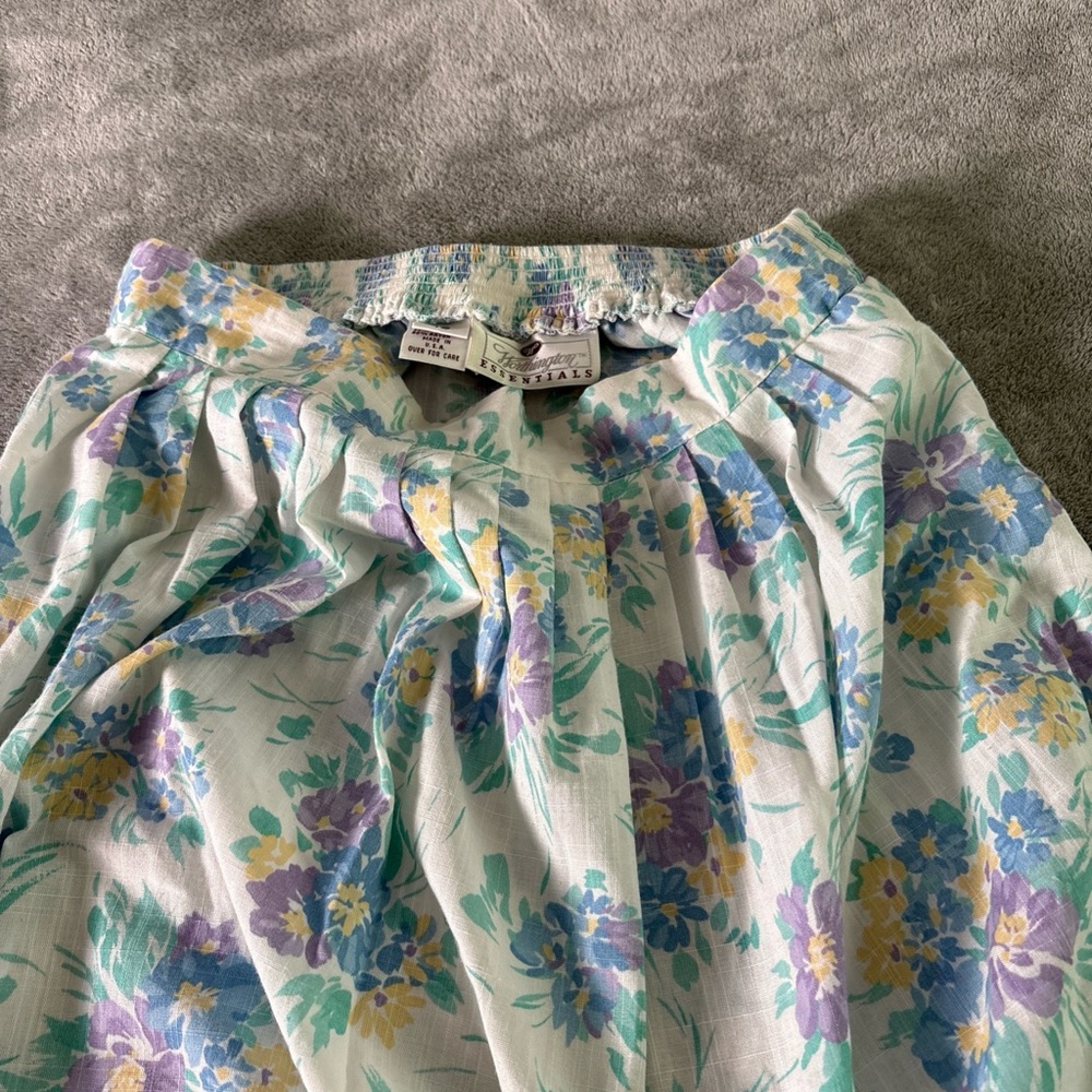 Worthington Blue and Purple Smocked Skirt vintage